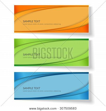 Card With Abstract Wavy Lines Orange Blue Green Curved Lines On A Colored Background Creative Card T