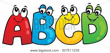 Cartoon Abcd Letters Theme 1 - Eps10 Vector Picture Illustration.