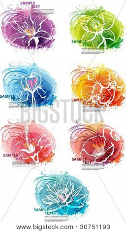 Satz von Banner mit Blumen