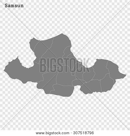High Quality Map Of Samsun Is A Province Of Turkey, With Borders Of The Districts