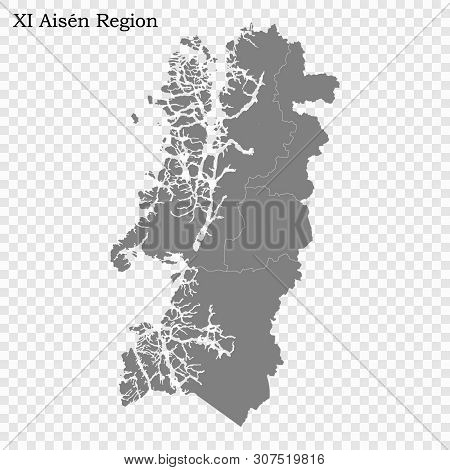 High Quality Map Of Aysen Is A Region Of Chile, With Borders Of The Provinces