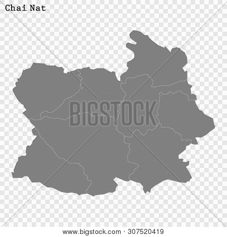 High Quality Map Of Chai Nat Is A Province Of Thailand, With Borders Of The Districts