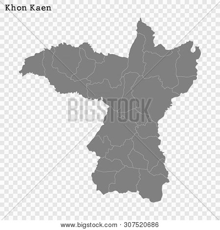 High Quality Map Of Khon Kaen Is A Province Of Thailand, With Borders Of The Districts