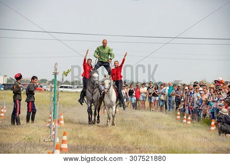 Demonstration Of Cossacks Ability Of Representatives To Stay In Saddle And Perform Tricks On Horseba