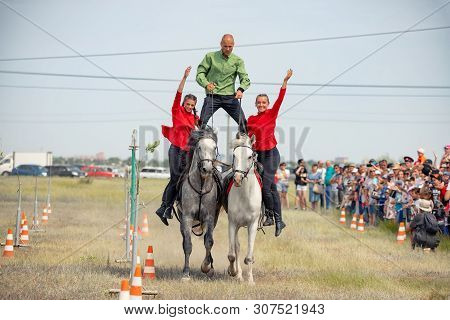 Demonstration Of Cossacks Ability Of Representatives To Stay In Saddle And Perform Tricks On Horseba