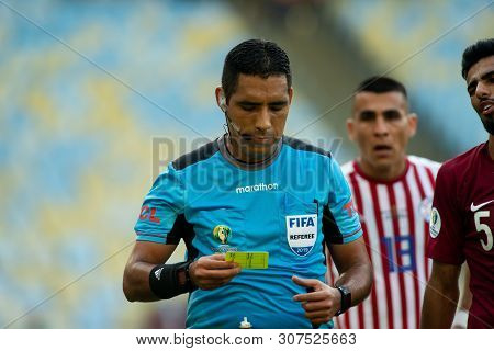Rio De Janeiro, Brazil - June 16, 2019: Diego Mirko Haro Sueldo  Referee During The 2019 America Cup
