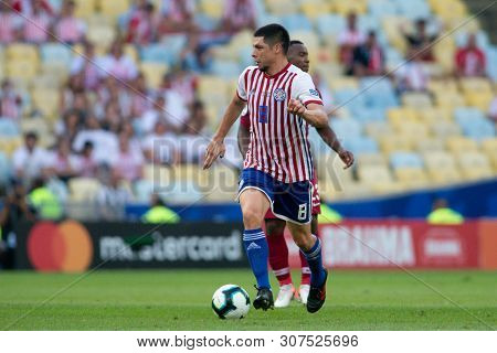 Rio De Janeiro, Brazil - June 16, 2019: R. Rojas Of Paraguay Kicks The Ball During The 2019 America 