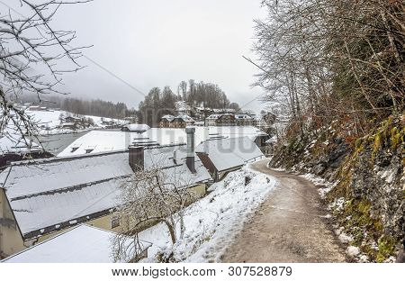 Scenery Around Schoenau Am Koenigssee In Bavaria At Winter Time