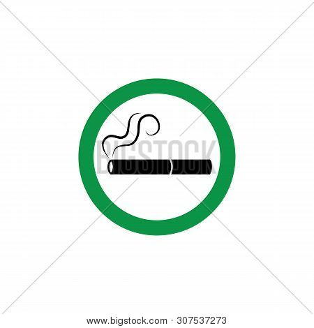 Reen Cigarette Icon For Designated Smoking Area Sign.