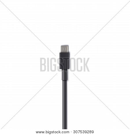 Usb Cable Mini B Plug Part, Standard Computer Data Transfer Wire Isolated On White Background