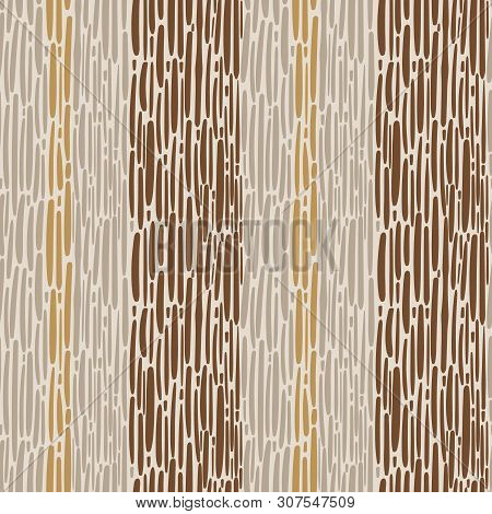 Hand Drawn Striped Weave Design In Brown, Caramel And Sandstone Colours. Seamless Vector Pattern On 