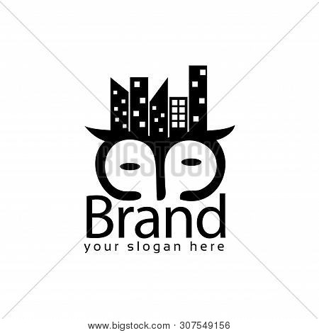 House Owl Logo Stock. Flat Design. Logo Vector Illustration