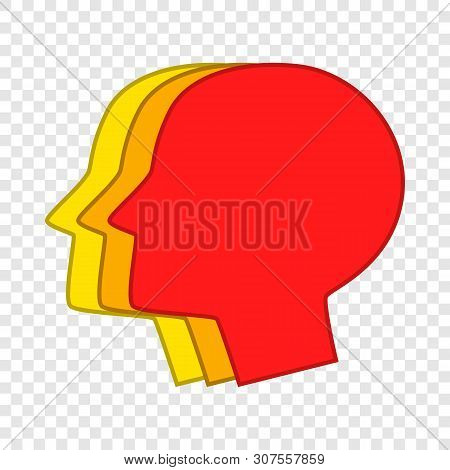 Three Male Head Silhouettes Icon. Cartoon Illustration Of Three Male Head Silhouettes Vector Icon Fo