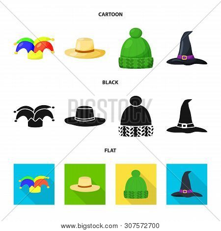 Vector Design Of Clothing And Cap Symbol. Set Of Clothing And Beret Vector Icon For Stock.