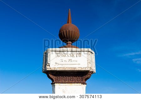 The Montarrenti Column Is A 1840 Road Sign Built By Leopold Ii, Grand Duke Of Tuscany, Italy