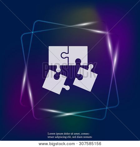Pazzle Neon Light Icon. Pazzle Vector Icon. Layers Grouped For Easy Editing Illustration. For Your D