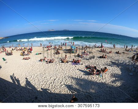 Rio De Janeiro, Brazil - June 20, 2019: Arpoador Beach In Sunny Late Afternoon