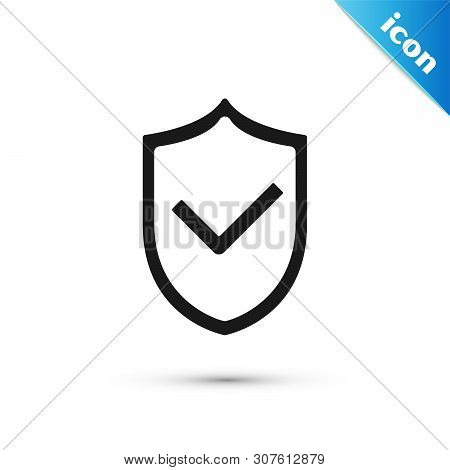Black Shield With Check Mark Icon Isolated On White Background. Protection Symbol. Security Check Ic