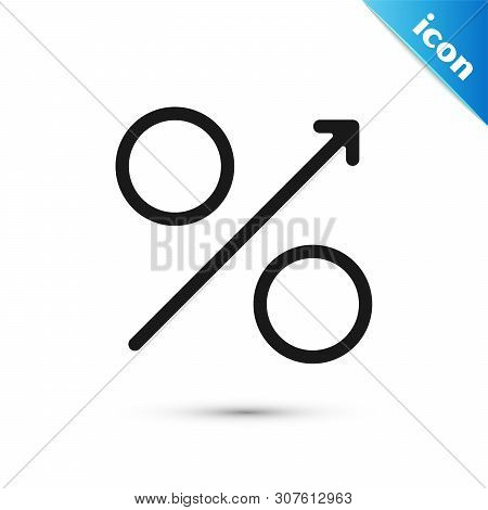 Black Percent Up Arrow Icon Isolated On White Background. Increasing Percentage Sign. Vector Illustr