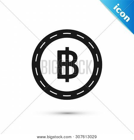 Black Cryptocurrency Coin Bitcoin Icon Isolated On White Background. Blockchain Technology, Bitcoin,