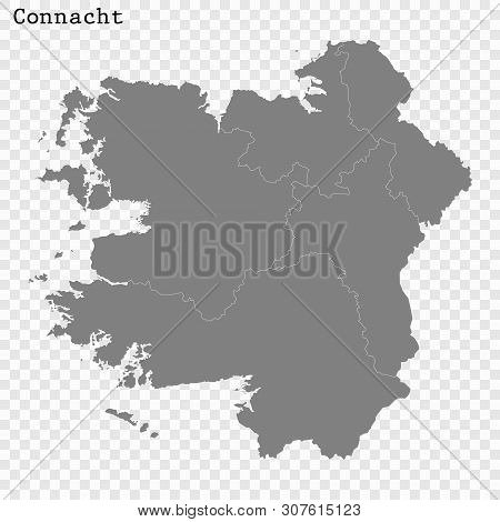 High Quality Map Of Connacht Is A Province Of Ireland, With Borders Of The Counties