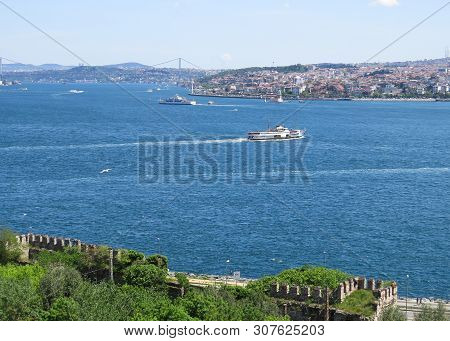 View From The City Park Gulhane On The Bosphorus. Istanbul, Turkey.