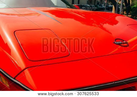 Mdina, Malta - 2016.10.16:  Malta Classic Grand Prix, Red Corvette Zr-1