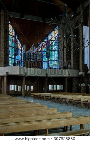 Rypin, Poland - 2018.04.26: Inside The Church Of The Sacred Heart Of Jesus, Rypin, Poland