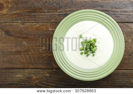 French Du Barry Soup Cauliflower Close-up On The Table. Horizontal View From Above. Space For Text