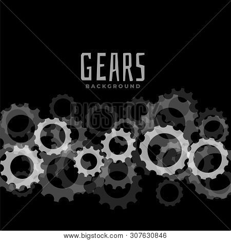 Abstract Gears Black Background Design Vector Illustration