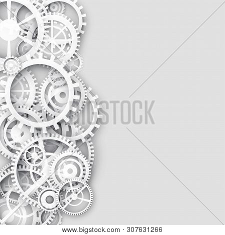 White Background With 3d Gears And Text Space