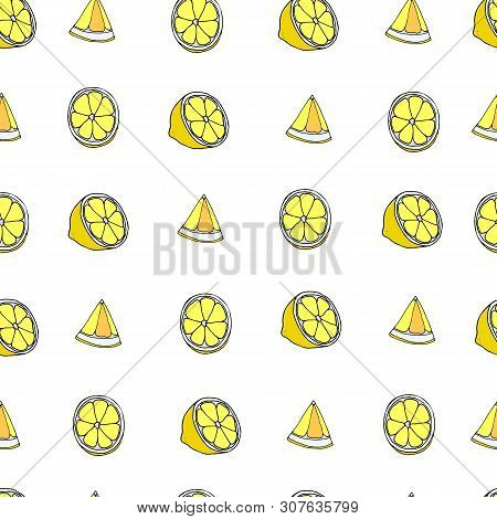 Background Vector Orange Hand Drawing. Background Lemon Summer Mood Vector Hand Drawing.