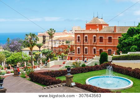 La Orotava, Tenerine, Spain, June 11, 2015: Unknown Tourists Visit The Tropical Botanical Gardens In