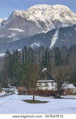 Scenery Around Schoenau Am Koenigssee In Bavaria At Winter Time