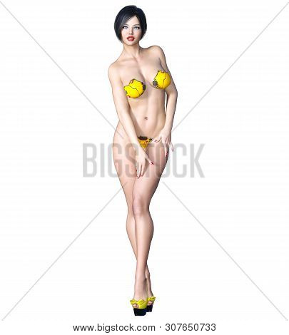 Tall Sexy Woman Minimalist Futuristic Lingerie.metal Bra Panties.conceptual Fashion Art.seductive Ca