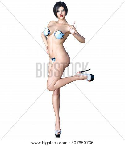 Tall Sexy Woman Minimalist Futuristic Lingerie.metal Bra Panties.conceptual Fashion Art.seductive Ca