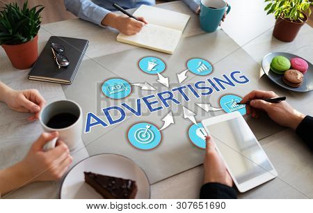 Advertising Marketing Strategy Development Business Peoples Working In Office.