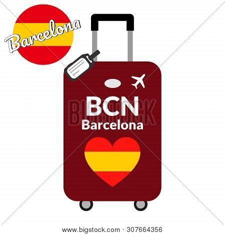 Luggage With Airport Station Code Iata Or Location Identifier And Destination City Name Barcelona, B