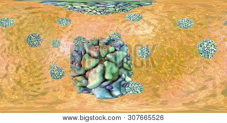 Polioviruses, 360 Degree Vr Spherical Panorama View. An Rna Virus From Picornaviridae Family That Ca