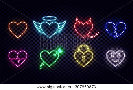 Realistic Set Of Isolated Neon Sign Of Heart Logo For Template Decoration And Layout New Wall Backgr
