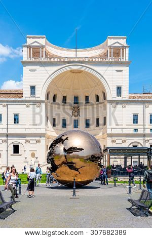 Vatican City - May 07, 2018: Sphere Within Sphere - Bronze Sculpture By Italian Sculptor Arnaldo Pom