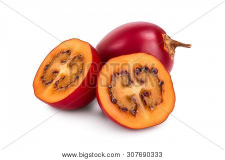 Fresh Tamarillo Fruit Isolated On White Background