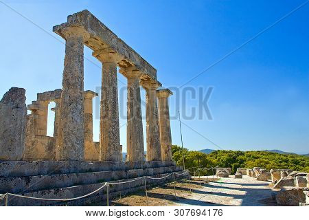 Temple Of Apolon On Aegina Island In Greece