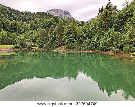 Small Artifical Lake Rampensee (raempensee), Or Stausee Rempen Or Wagitaler Aa Stausee Or Waegitaler