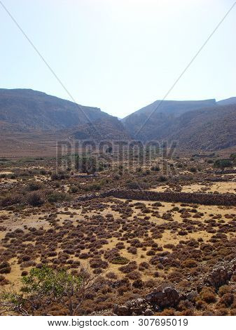 Dessert Road To Karoumes Beach Kreta Island Background Fine Art Prints