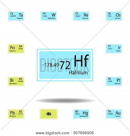 Periodic Table Element Hafnium Color Icon. Set Of Chemical Sign Color Icon. Signs And Symbols Collec