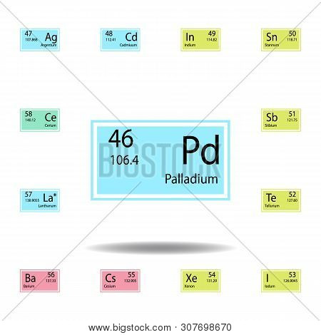 Periodic Table Element Palladium Color Icon. Set Of Chemical Sign Color Icon. Signs And Symbols Coll