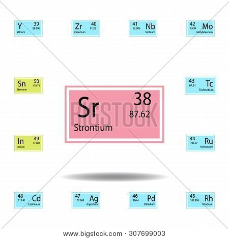 Periodic Table Element Strontium Color Icon. Set Of Chemical Sign Color Icon. Signs And Symbols Coll