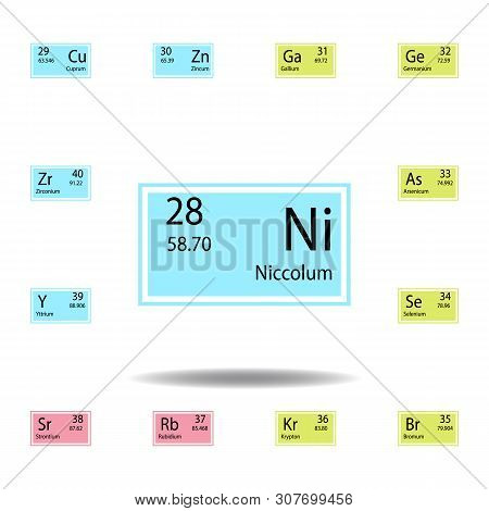 Periodic Table Element Niccolum Color Icon. Set Of Chemical Sign Color Icon. Signs And Symbols Colle