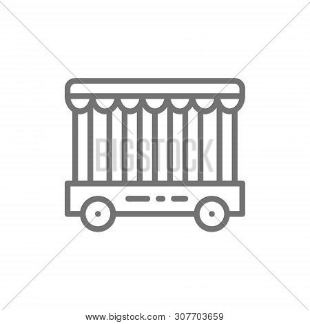 Animal Cage, Circus Animal Show Line Icon.